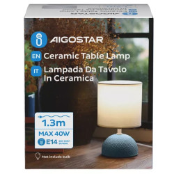 Lampa stołowa ceramiczna biało-niebieska z trzonkiem E14, 40W, 240mm