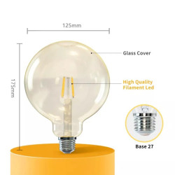 Żarówka LED Filament E27 4W 2200K bursztynowa G125 400lm