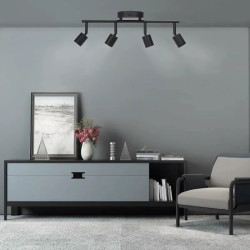 Żyrandol sufitowy czarny z 4 oprawkami GU10, moc 80W