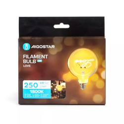 Żarówka LED filamentowa E27 4W ciepła 1800K duża bańka z napisem Love