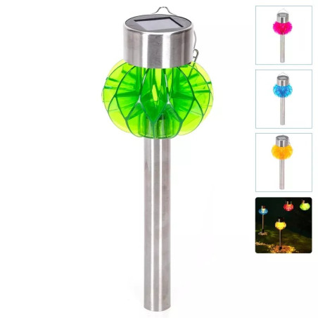 Lampa solarna do ogrodu 0.006W RGB, wys. 36,7cm, srebrna, IP44