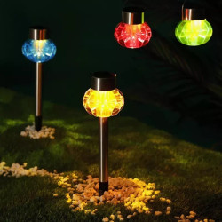 Lampa solarna do ogrodu 0.006W RGB, wys. 36,7cm, srebrna, IP44
