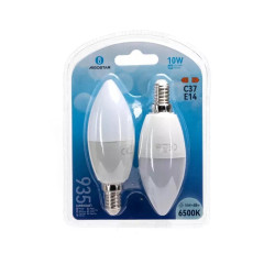 Żarówki LED E14 C37 10W 6500K zimne światło zestaw 2 sztuk