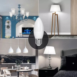 Żarówki LED E27 C37 6W 6500K zimna barwa 2 sztuki