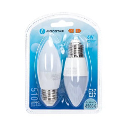 Żarówki LED E27 C37 6W 6500K zimna barwa 2 sztuki