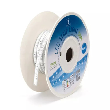 Taśma LED 50m 7W/m niebieska 10mm 230V IP65 do efektów świetlnych