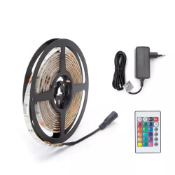 Taśma LED RGB 3 m 24W z pilotem i zasilaczem IP65 do wnętrz