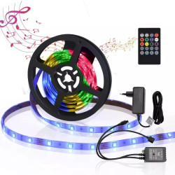 Taśma LED RGB 3m 12V 24W z pilotem i funkcją muzyczną, IP65