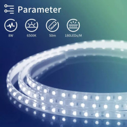 Taśma LED 50m 10mm 8W/m ciepłe 3000K IP65 230V