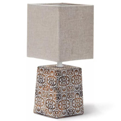 Lampka stołowa ceramiczna z abażurem z juty E14 do 40W