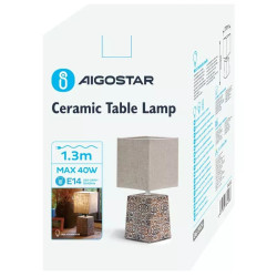Lampka stołowa ceramiczna z abażurem z juty E14 do 40W