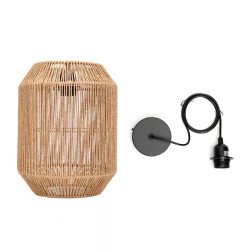 Lampa wisząca z żółtym abażurem z papierowej liny 60W E27