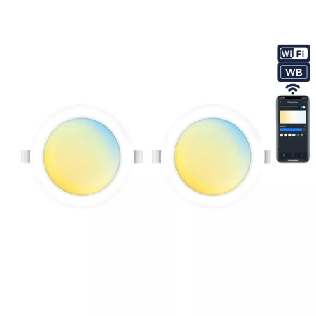 Plafony podtynkowe LED 15W 1430lm CCT Wi-Fi 2 sztuki białe