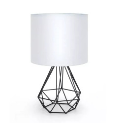Lampka biurkowa metalowa biała E14 40W geometryczna z kablem 1,5 m