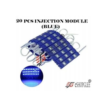 Moduł LED z trzema niebieskimi diodami SMD5730 na białej płytce