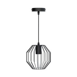Lampa wisząca żelazna z kloszem drucianym E27 60W czarna