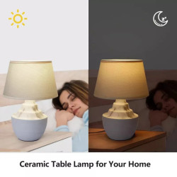 Lampa stołowa ceramiczna E14 do 40W, szaro-biała, 1 sztuka
