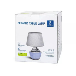 Lampa stołowa ceramiczna E14 do 40W, szaro-biała, 1 sztuka