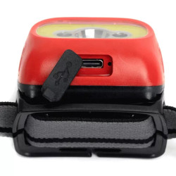 Czołówka LED 3,5W 350lm zimne i czerwone światło z ładowaniem USB