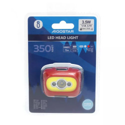 Czołówka LED 3,5W 350lm zimne i czerwone światło z ładowaniem USB