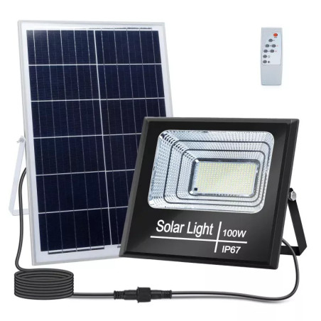 Naświetlacz solarny LED 100W 6500K z panelem polikrystalicznym i pilotem