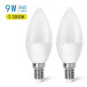 Żarówki LED E14 C37 9W 3000K 2 sztuki, ciepłe światło, 840lm