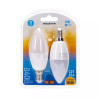 Żarówki LED E14 C37 9W 3000K 2 sztuki, ciepłe światło, 840lm
