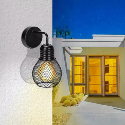 Kinkiet ścienny metalowy czarny E27 40W 165x120x250 mm z przewodem 35 cm