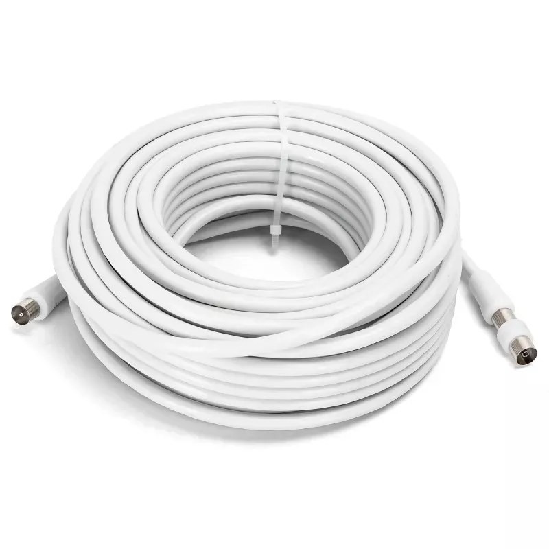 Kabel telewizyjny RG6U męsko-męski 20 m biały z akcesoriami
