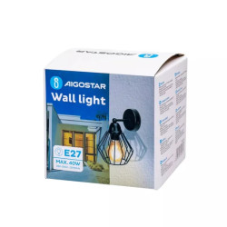 Kinkiet metalowy czarny mat z trzonkiem E27 do 40W do wnętrz