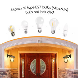 Lampa ścienna czarna z kloszem i trzonkiem E27, maks. 60W, IP44