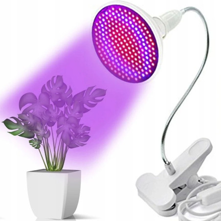 Lampa LED do uprawy roślin 20W z białym klipsem i elastycznym ramieniem