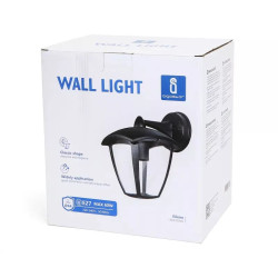 Lampa ścienna czarna z kloszem i trzonkiem E27, maks. 60W, IP44