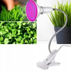 Lampa LED do uprawy roślin 20W z białym klipsem i elastycznym ramieniem