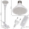 Lampa LED do uprawy roślin 20W z białym klipsem i elastycznym ramieniem