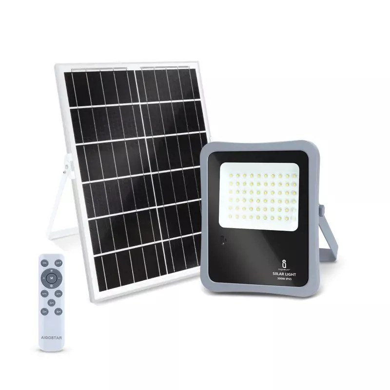 Halogen solarny LED 300W 6500K zimne światło z panelem monokrystalicznym