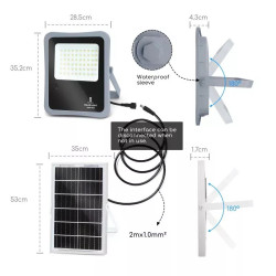 Halogen solarny LED 300W 6500K zimne światło z panelem monokrystalicznym