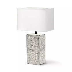 Lampa stołowa ceramiczna 40W E14 biało-czarna z 1,3m kablem