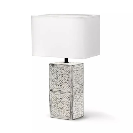Lampa stołowa ceramiczna 40W E14 biało-czarna z 1,3m kablem