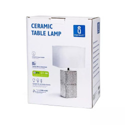 Lampa stołowa ceramiczna 40W E14 biało-czarna z 1,3m kablem