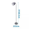 Lampa podłogowa E14, maks. 40W, szara, regulowana, 1685 mm wysokości