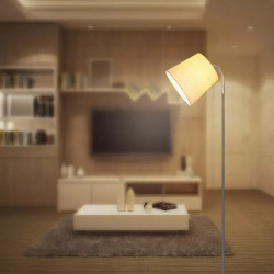 Lampa podłogowa E14, maks. 40W, szara, regulowana, 1685 mm wysokości