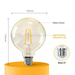 Żarówka LED Filament G95 E27 4W bursztynowe szkło ciepłe światło