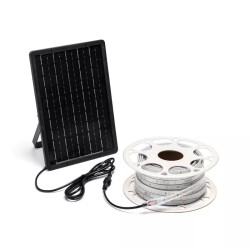 Taśma LED solarna 200W 20m zimna barwa 6500K z panelem i pilotem