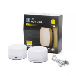 4x lampka nocna LED akumulatorowa 1W USB ciepła barwa 3000K