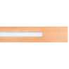 Lampa liniowa wisząca LED 120 cm z drewnianym elementem i czarną podsufitką na regulowanych linkach