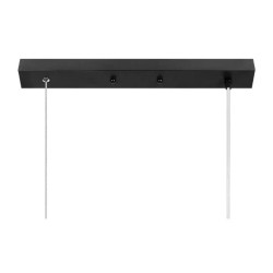 Lampa liniowa wisząca LED 120 cm z drewnianym elementem i czarną podsufitką na regulowanych linkach