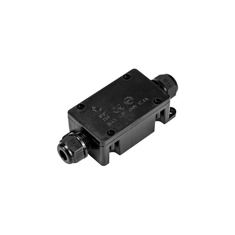 czarne hermetyczne złącze elektryczne model 0525 z dwoma dławikami