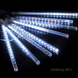 Lampki LED sopelki 50 cm z zimnym białym światłem, 238 diod, przezroczyste rurki