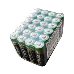Zestaw 24 baterii AA LR6 1.5V w folii, widok od góry i z boku